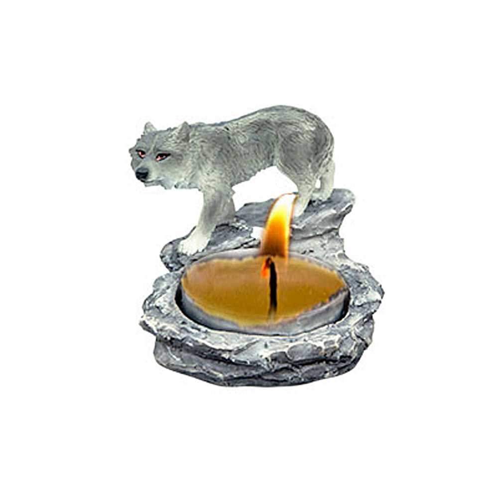 Candle Holder Wolf T-Light Candle 33321 4 $ The Witches Sage LLC Stew's Incense