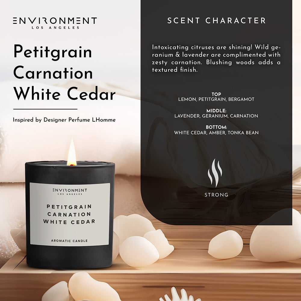 Environment - Candle 8oz Petitgrain | Carnation | White Cedar Candle (Inspired by YSL L'Homme®) EN-CAN8-YSL 48 $ Candles Stone Candles Stew's Incense