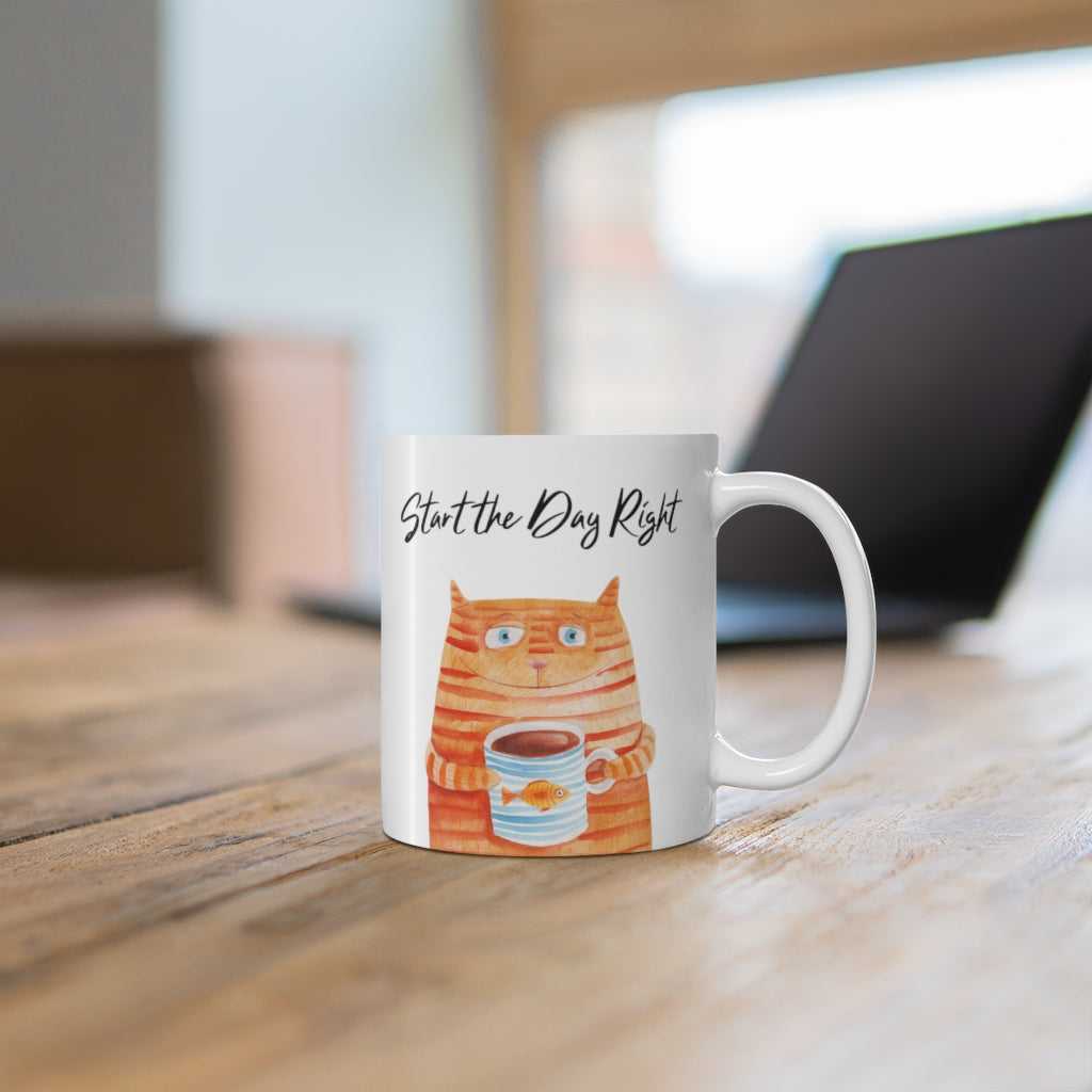Mug Start the Day Right Cat Holding Goldfish Coffee Tea Mug 2894009110 24 $ Mugs Onetify Stew's Incense