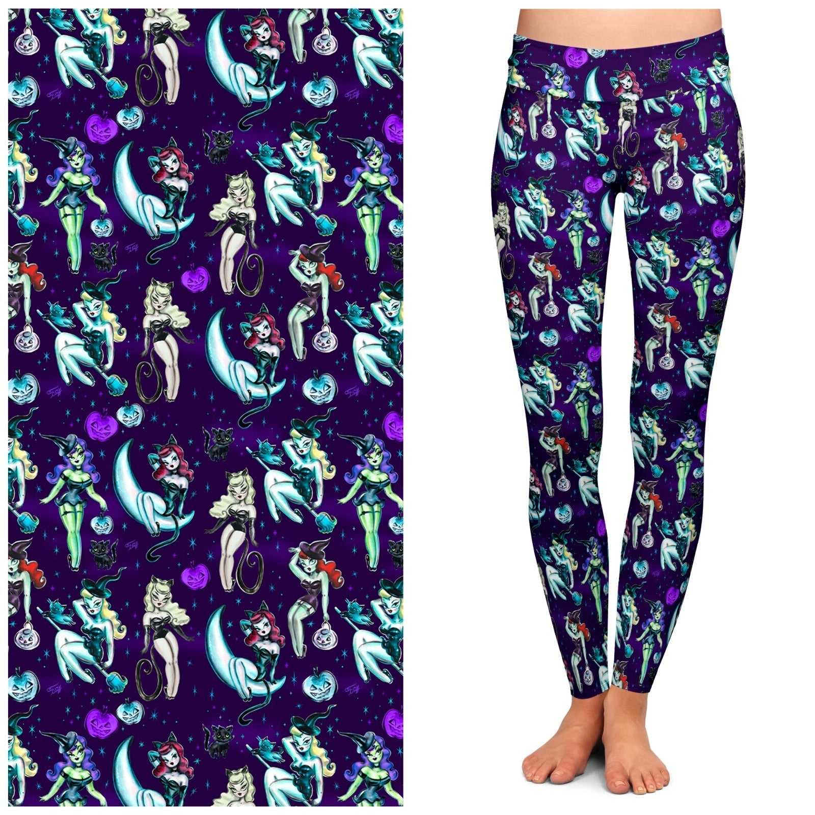 Leggings "Vintage Witches" Dark Leggings by Miss Fluff x Lipstick & Chrome LCL-24A 24 $ Quirks! Stew's Incense