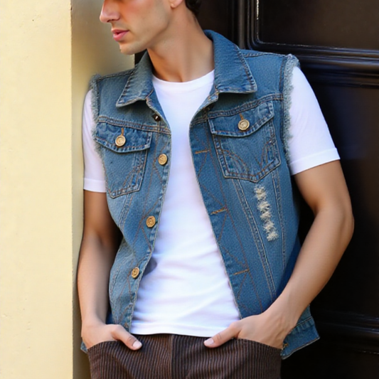 Denim Jackets Mens Street Style Jeans Vest CLAM769089E-BLU-S 46 $ Coats Onetify Stew's Incense