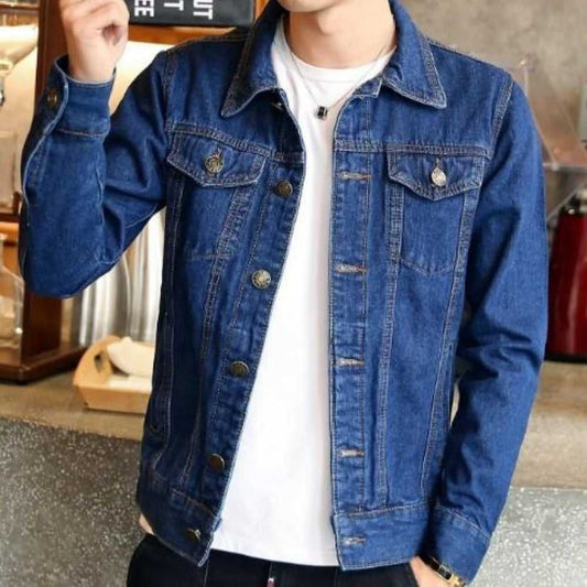 Denim Jackets Men Classic Dual Pocket Denim Jean Jacket OPMJ06301A-BLU-XS 69 $ Coats Onetify Stew's Incense