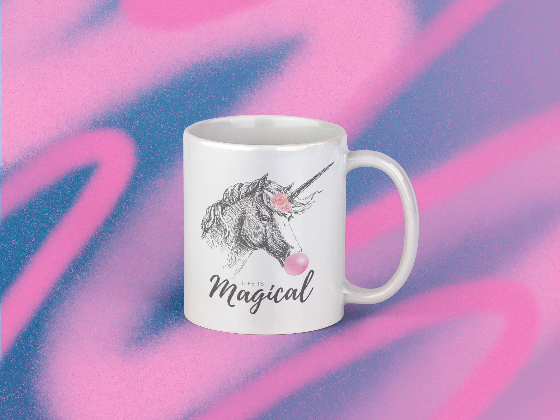 Mug Unicorn Bubble Gum Life is Magical Mug 12610288950945560562 24 $ Mugs Onetify Stew's Incense