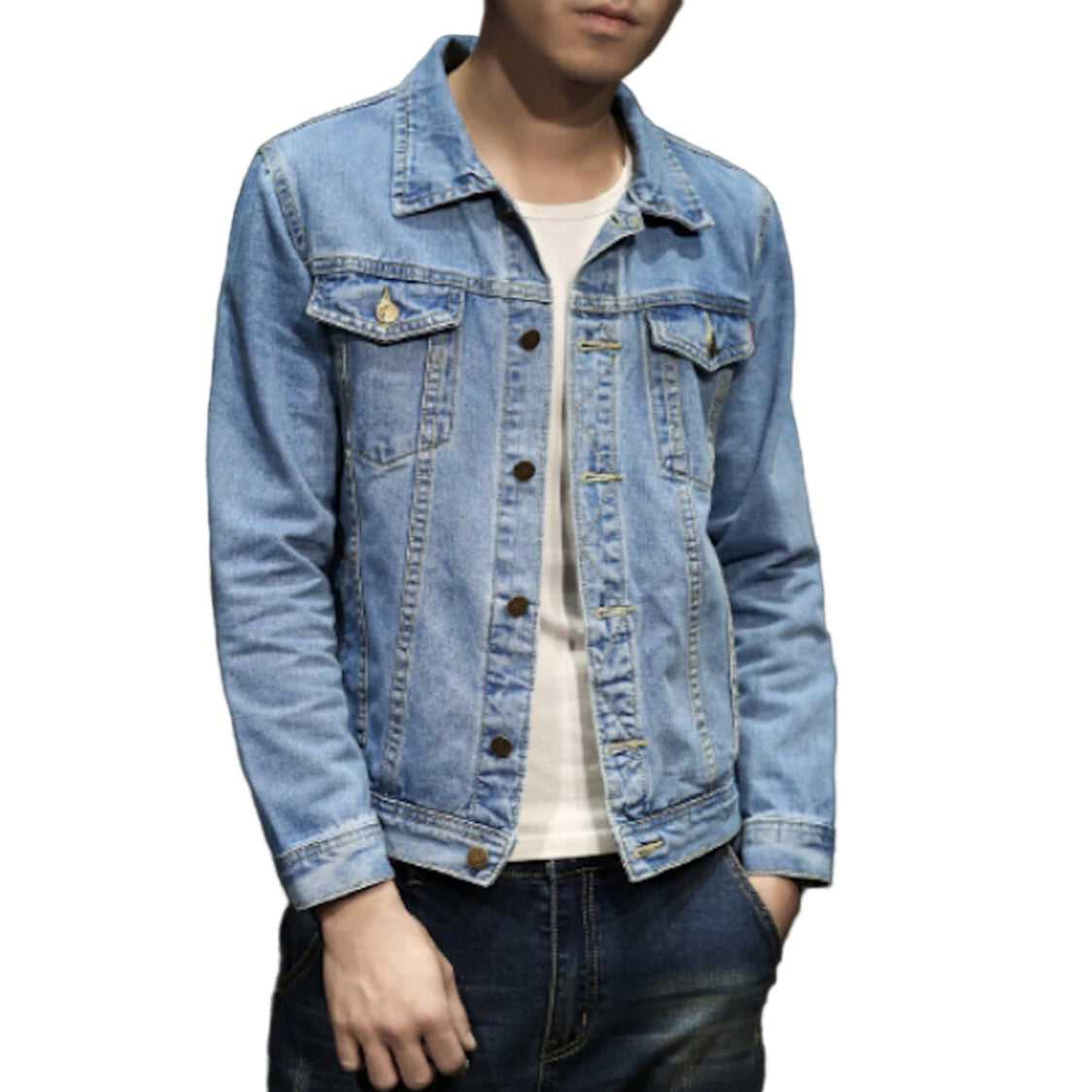 Denim Jackets Mens Trucker Denim Jacket OPMJ06014D-DBLU-XS 64 $ Coats Onetify Stew's Incense