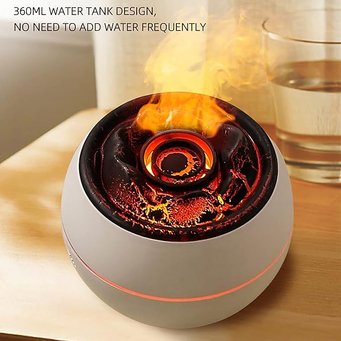 Essential Oil Diffusers Large Room: SEVEYEE 360ml Volcano Aromatherapy Diffuser for Home Bedroom, Long Running 24 Hours Auto Off, Ultrasonic Big Humidifier 7 Colors LED Night Light - White