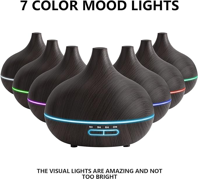 Diffusers for Essential Oils Large Room, 550ml Essential Oil Diffusers with Remote Control, Ultrasonic Oil Diffuser with Timer, 7 Colors Light for Bedroom