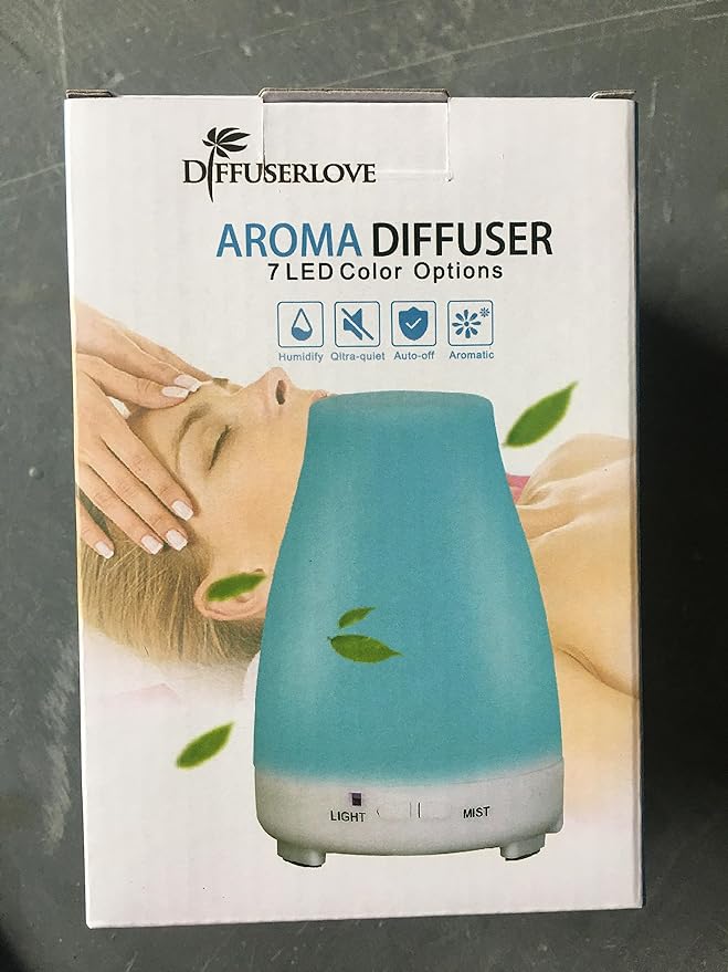 Diffuserlove Essential Oil Diffusers 200ML Remote Control Ultrasonic Mist Humidifiers BPA-Free Aromatherapy Diffuser with 7 Color Lights, Auto Shut-Off for Bedroom Office Kitchen