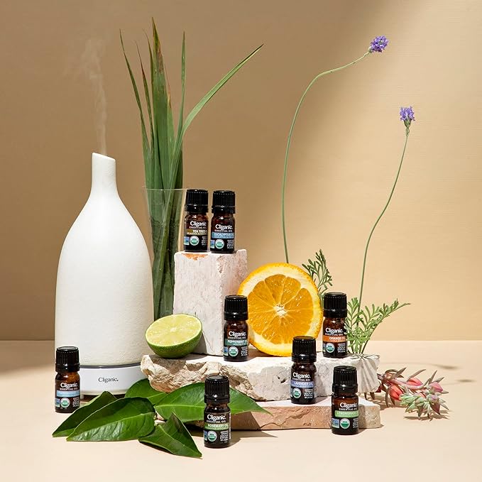Cliganic Organic Essential Oils Set (Top 5 x 15ml) - 100% Pure Natural - Aromatherapy, Candle Making - Peppermint, Lavender, Eucalyptus, Lemongrass & Orange