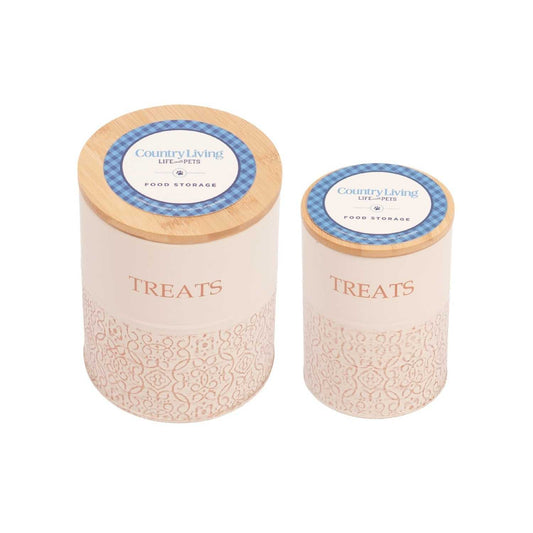Treat Jar Country Living Dog Treat Canisters - Set of 2 Carbon Steel Jars with Bamboo Lids – White Swan PL3200S 36 $ Pet Lovers Store American Pet Supplies Stew's Incense