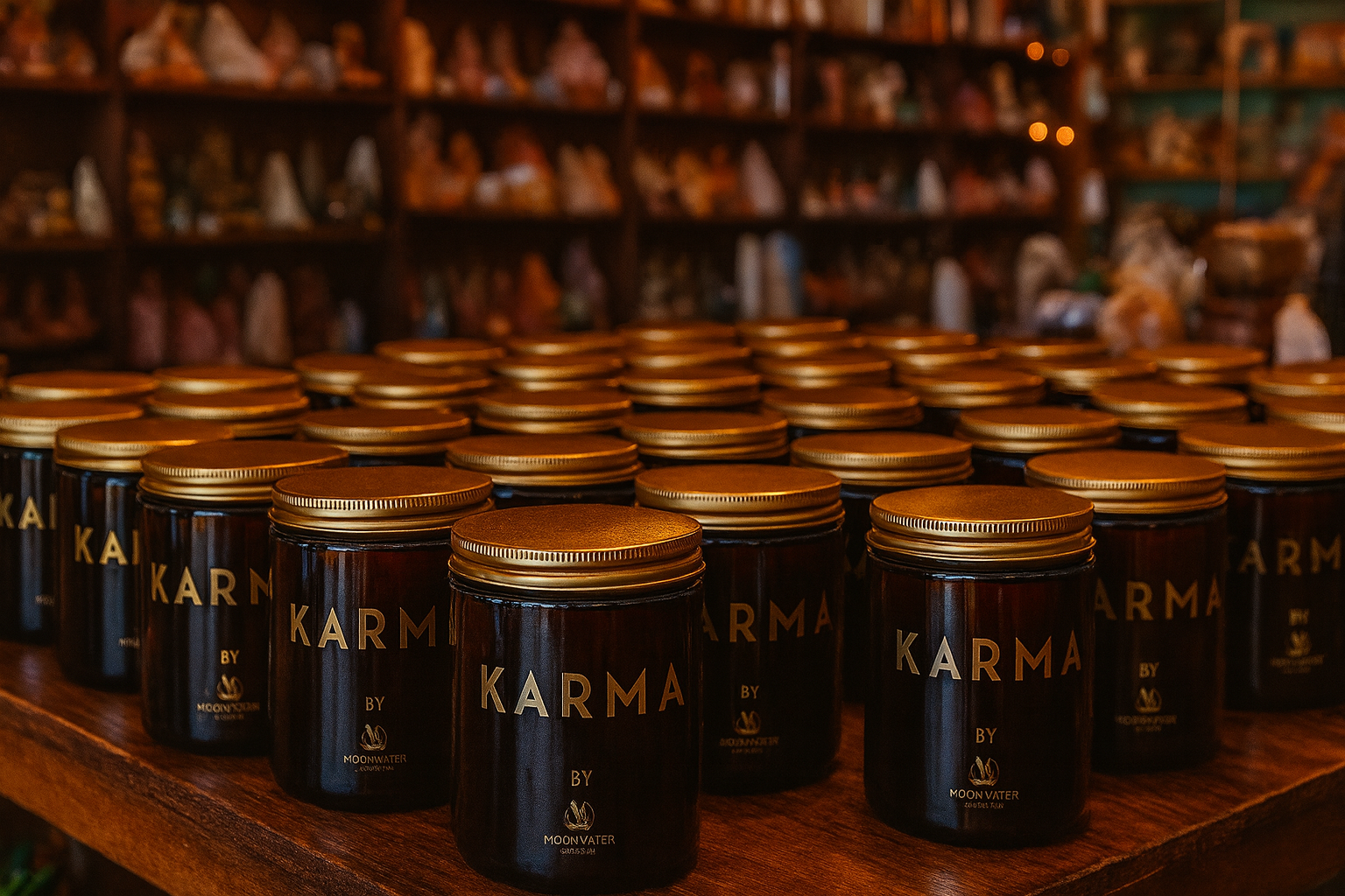  KARMA CANDLE - HIDDEN CRYSTALS INSIDE! Organic Soy 8oz, Insanely long lasting! sku-41613126533210 32 $ Shop All Moon Water Apothecary Stew's Incense