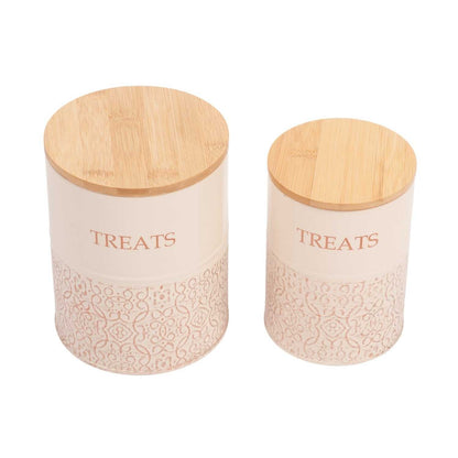 Treat Jar Country Living Dog Treat Canisters - Set of 2 Carbon Steel Jars with Bamboo Lids – White Swan PL3200S 36 $ Pet Lovers Store American Pet Supplies Stew's Incense
