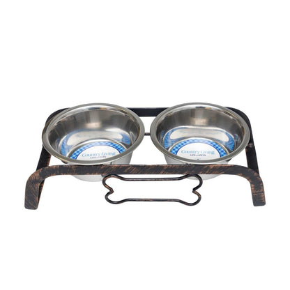 Elevated Feeders Country Living Rustic Dog Bone Elevated Feeder with 2 Stainless Steel Bowls WDS-410A 25 $ Pet Lovers Store American Pet Supplies Stew's Incense