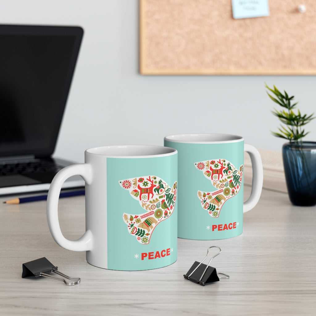 Mug Christmas Dove with Peace Ceramic Mug 11oz 3576388893 24 $ Mugs Onetify Stew's Incense