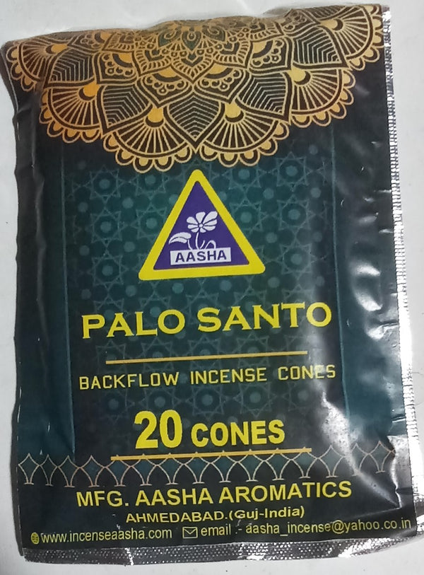 Aasha Palo Santo Back Flow Incense Cones-1 Inch-20 Cones | | Stew's Incense