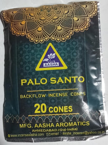 Aasha Palo Santo Back Flow Incense Cones-1 Inch-20 Cones