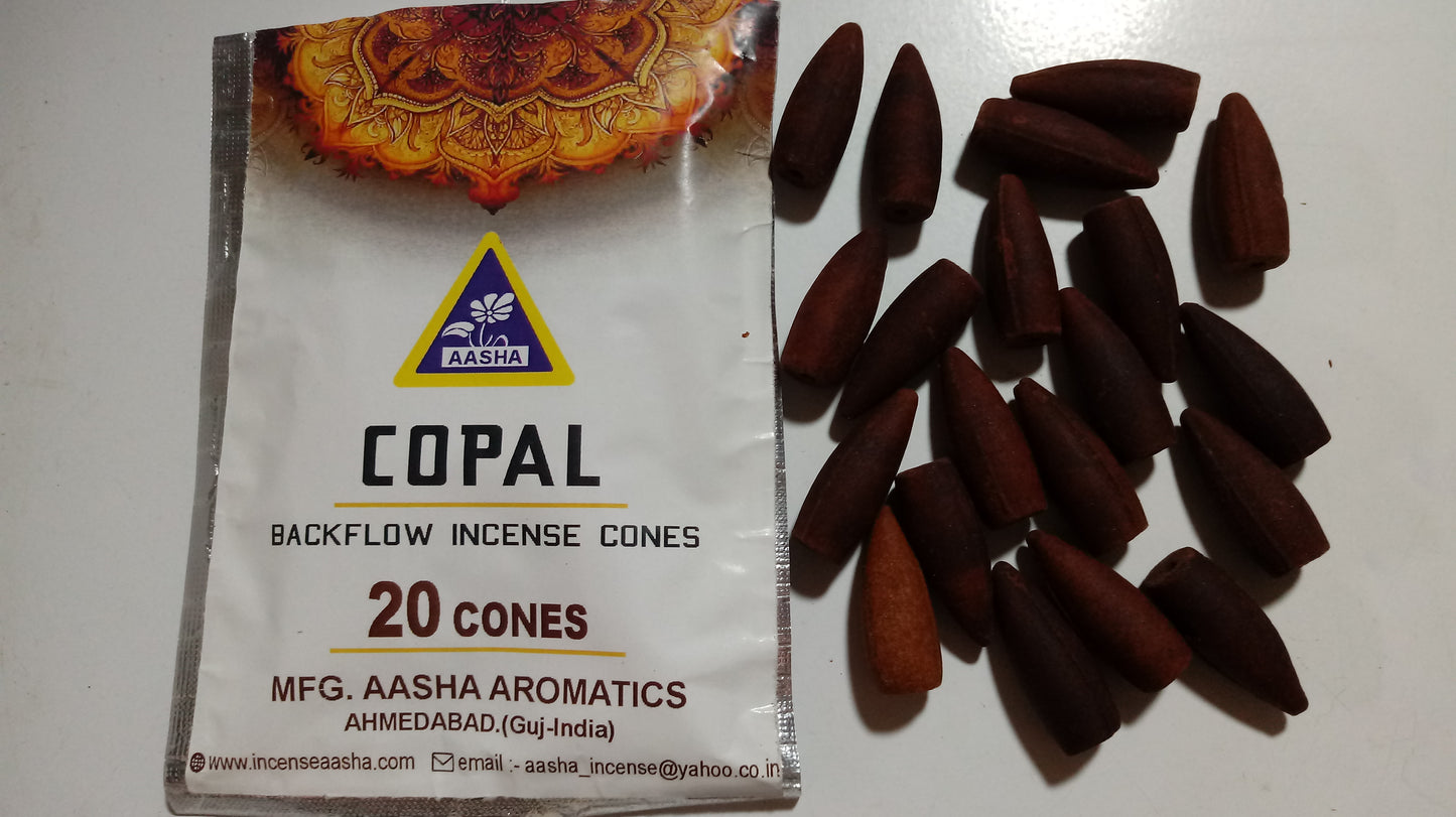 Aasha Copal Back Flow Incense Cones-1 Inch-20 Cones