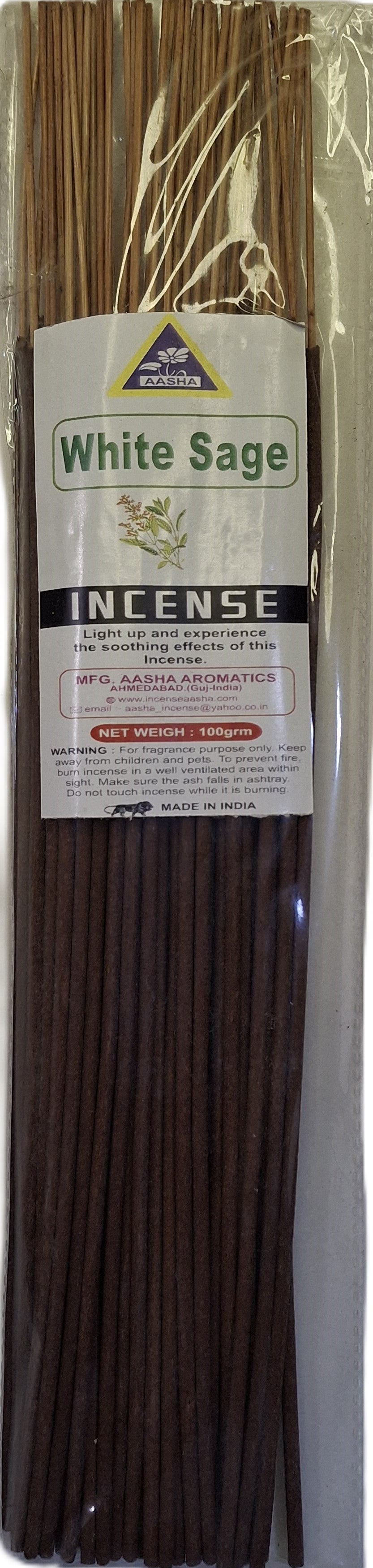 Aasha White Sage Incense Sticks-12 Inch-Approx. 60 Sticks