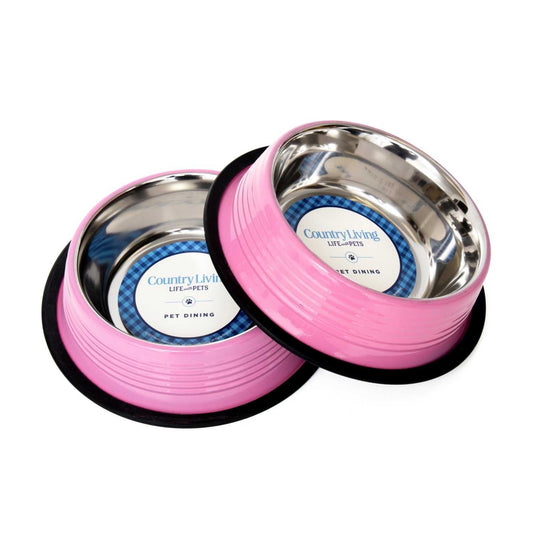 Ribbed Bowls Country Living Set of 2 Ribbed Non-Slip Pet Bowls – Carnation Pink SBS 2404 12 $ Pet Lovers Store American Pet Supplies Stew's Incense