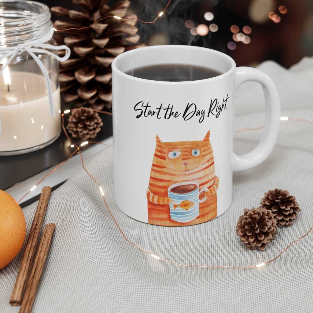 Mug Start the Day Right Cat Holding Goldfish Coffee Tea Mug 2894009110 24 $ Mugs Onetify Stew's Incense