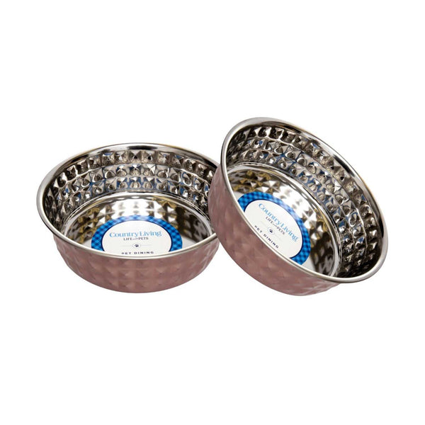 Bowl Country Living Set of 2 Hammered Stainless Steel Dog Bowls – Ideal for Extra Large Breeds – Rose Quartz/64oz HBSLL130 Rose Quartz 27 $ Pet Lovers Store American Pet Supplies Stew's Incense