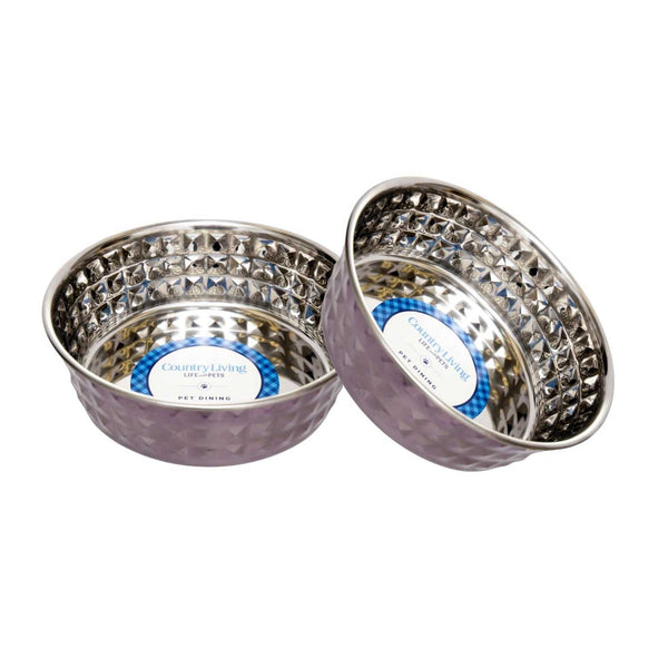 Bowl Country Living Set of 2 Hammered Stainless Steel Dog Bowls – Lavender HBSLL120 Lav 24 $ Pet Lovers Store American Pet Supplies Stew's Incense