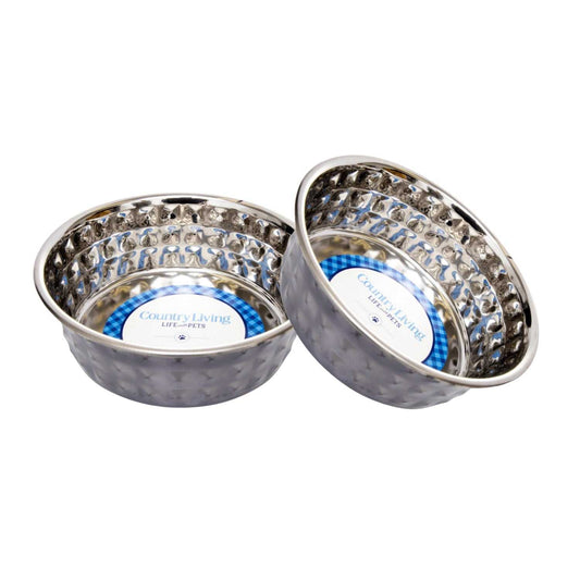Bowl Country Living Set of 2 Hammered Stainless Steel Dog Bowls – Black Pearl HBSLL120 Black Pearl 24 $ Pet Lovers Store American Pet Supplies Stew's Incense