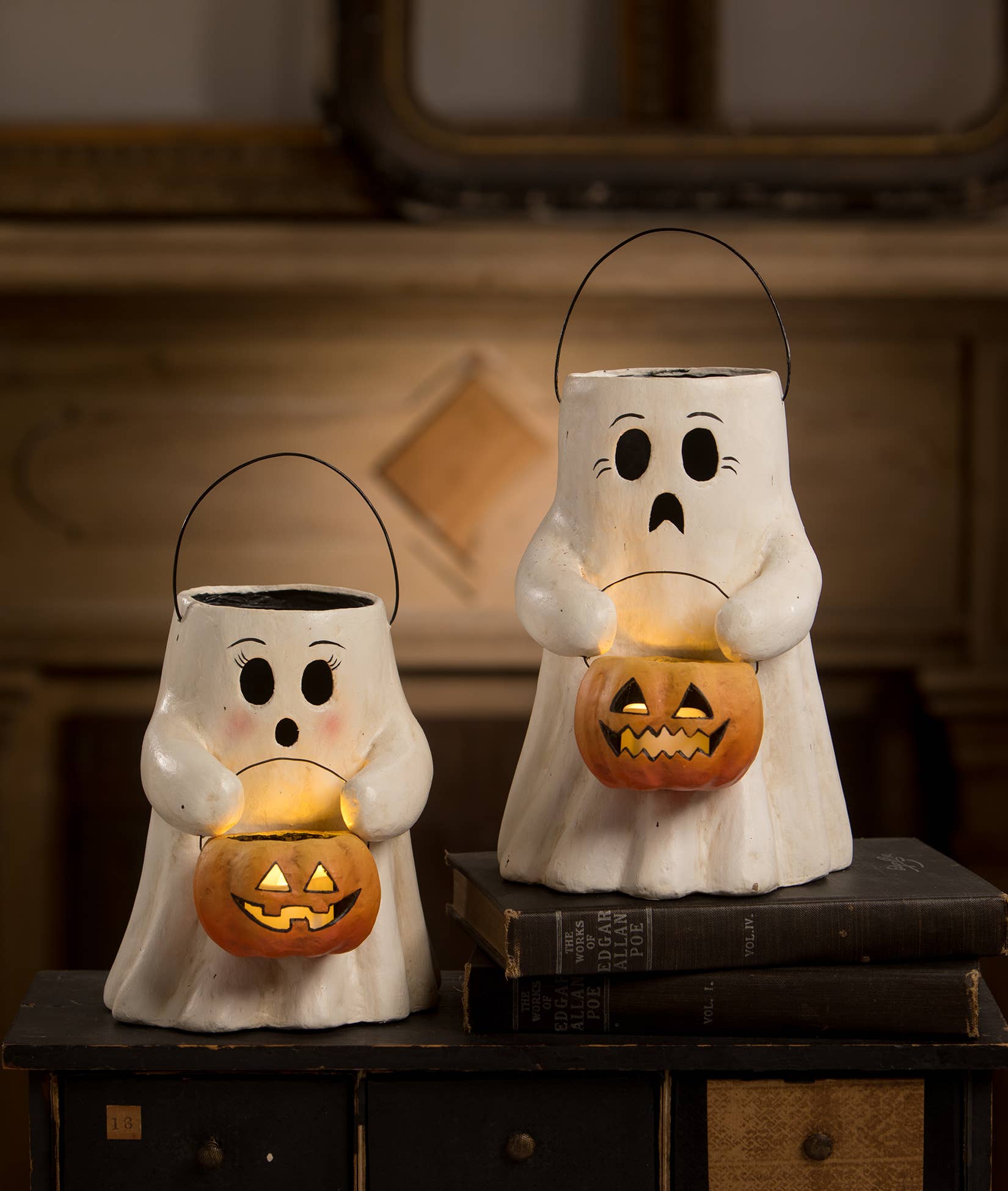 Seasonal Decor, Halloween Scaredy Boo With Pumpkin Bucket Paper Mache TJ2311 89 $ Shop All Quirks! Stew's Incense