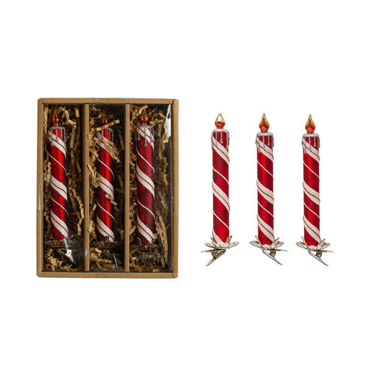 Holiday Ornaments 6"H Glass Candle Clip-on Ornaments w/ Glitter, Red & White, Set of 3 XS2715 29 $ Christmas Quirks! Stew's Incense