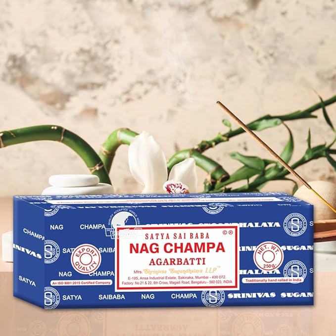 Satya Sai Baba Nag Champa Agarbatti, 250gms Hand Rolled Fine Quality Incense Sticks for Purification, Relaxation, Positivity, Yoga, Meditation