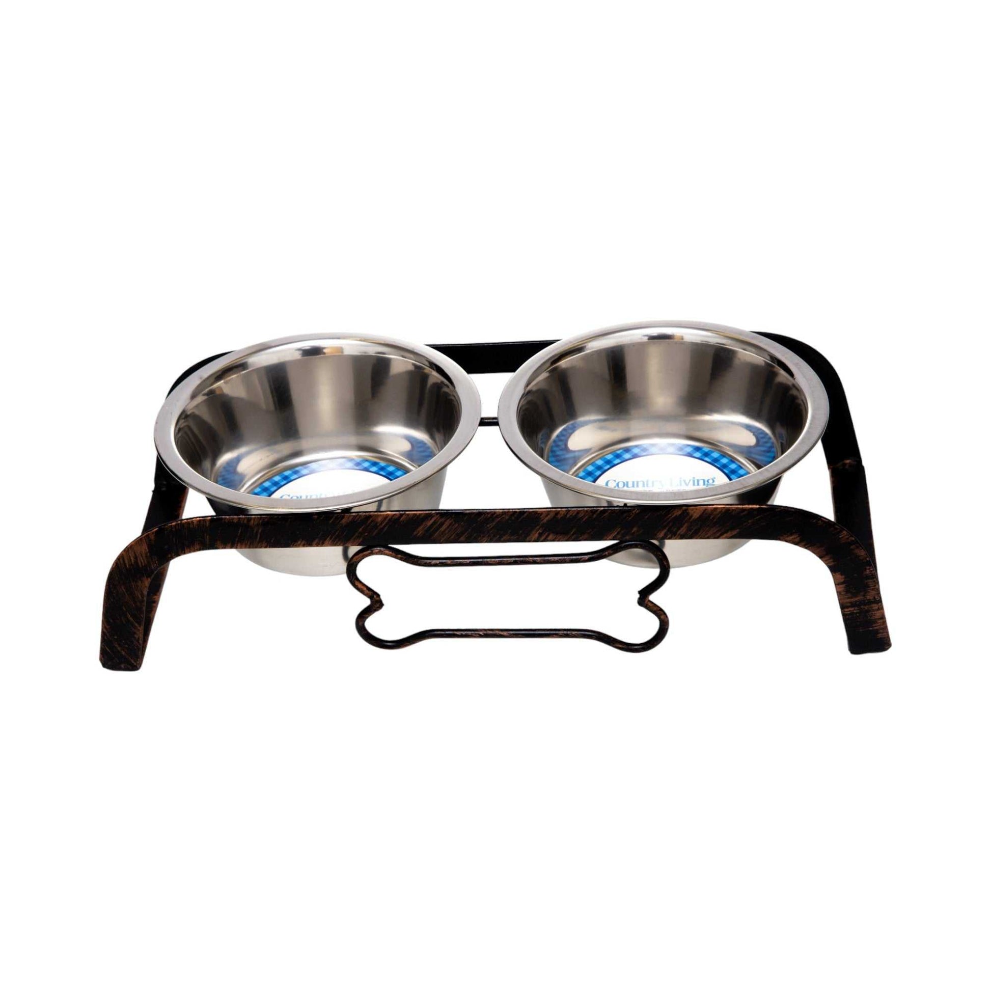 Elevated Feeders Country Living Rustic Dog Bone Elevated Feeder with 2 Stainless Steel Bowls WDS-410A 25 $ Pet Lovers Store American Pet Supplies Stew's Incense