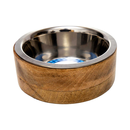 Mangowood Bowls Country Living Stainless Steel Dog Bowl with Cylindrical Mango Wood Holder CWB 310M 18 $ Pet Lovers Store American Pet Supplies Stew's Incense