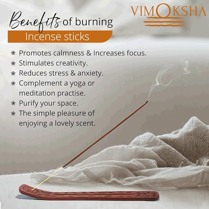 Vimoksha Incense-Sticks-Combo-Pack of-6-100%-Natural-Handmade-Organic-Chemicals-Free for-Purification-Relaxation-Positivity-Yoga-Meditation The-Best-Woods-Scent (90 Sticks (108GM))