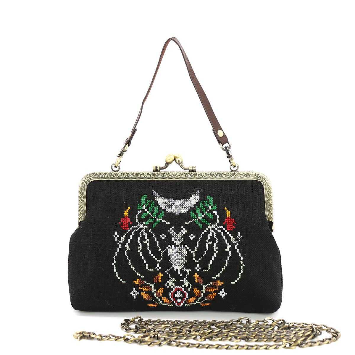 handbag Skull Bat Vintage Kisslock Handbag in Linen Blend HL83560CN 39 $ Shop All Quirks! Stew's Incense