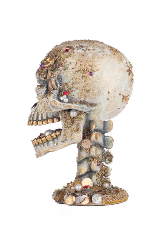Seasonal Decor, Halloween Treacherous Treasure Tall Skull Tabletop 28-428233 219 $ Quirks! Stew's Incense
