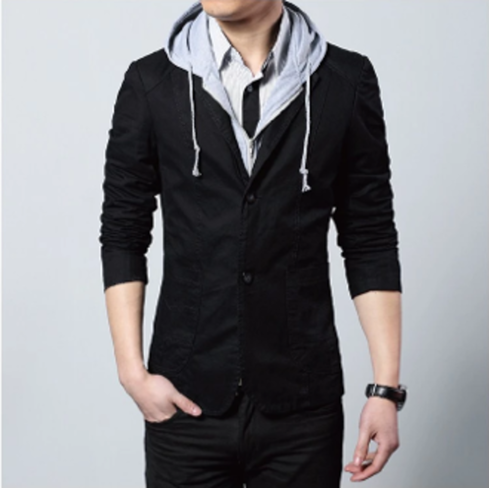 Men Blazer Mens Street Style Hooded Blazer in Black CMU30231C47-BLK-XS 64 $ Coats Onetify Stew's Incense