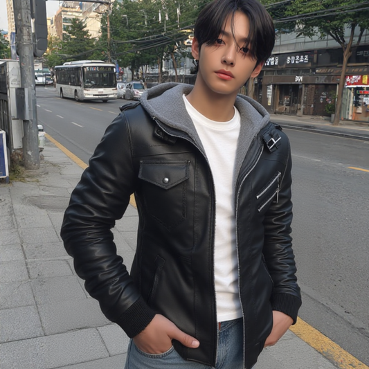 Mens Biker Jacket Mens Hooded Faux Leather Biker Jacket NDCLAM600079F-BLK-S 86 $ Coats Onetify Stew's Incense