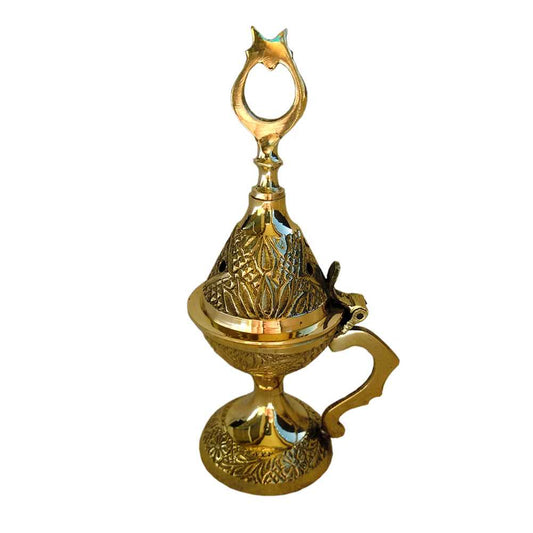 Incense Burner Brass Incense Burner with Hinged Lid 5 1/4" 8074 9 $ Shop All The Witches Sage LLC Stew's Incense