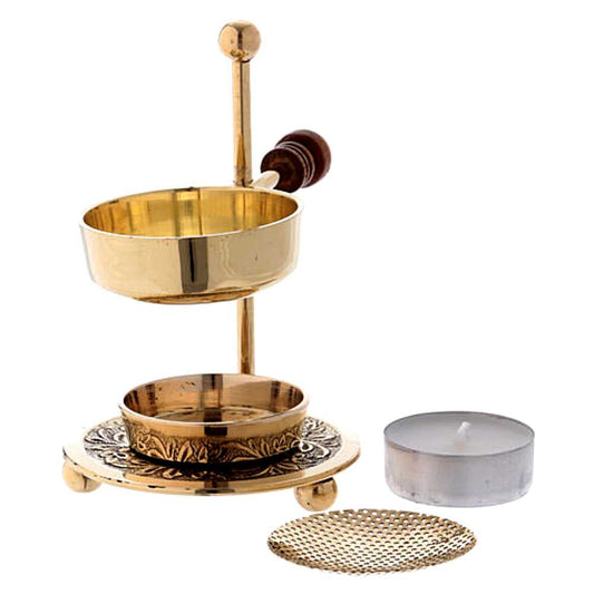 Incense Burner Brass Resin Burner with Wooden Knob BCAW 15 $ Shop All The Witches Sage LLC Stew's Incense