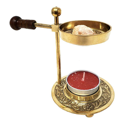 Incense Burner Brass Resin Burner with Wooden Knob BCAW 15 $ Shop All The Witches Sage LLC Stew's Incense