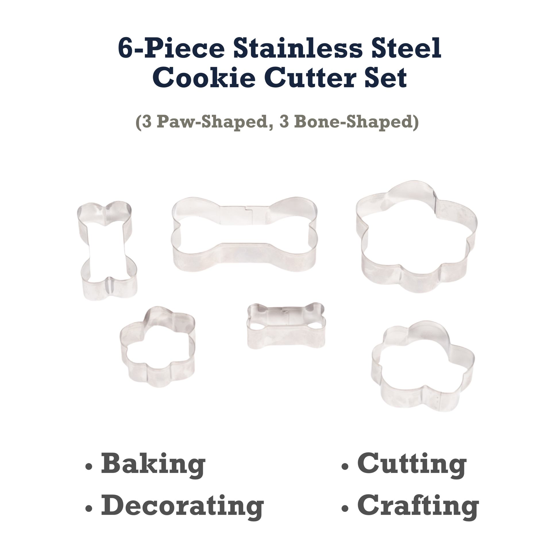 Baking Tray Country Living 6-Piece Stainless Steel Cookie Cutter Set (3 Paw-Shaped, 3 Bone-Shaped) CL-1001 12 $ Pet Lovers Store American Pet Supplies Stew's Incense
