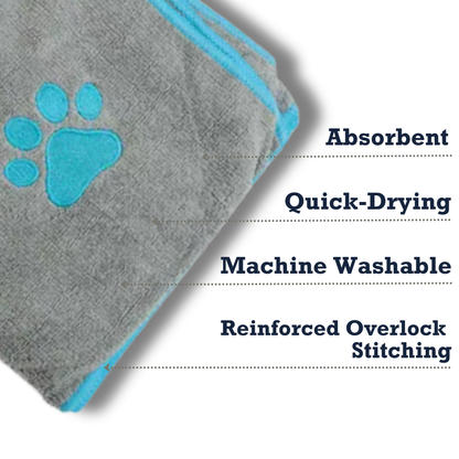 Towels Country Living Large Gray Microfiber Dog Bath Towel with Teal Embroidered Paw Print CL-1006 14 $ Pet Lovers Store American Pet Supplies Stew's Incense