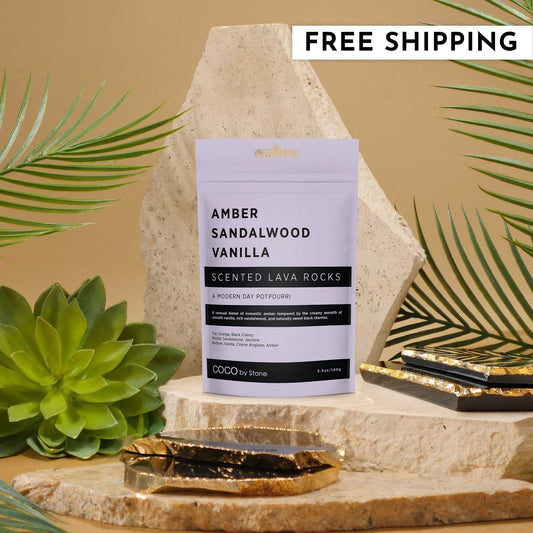 COCO Lava Rock Scented Lava Rocks (Amber | Sandalwood | Vanilla) COCO-SLR-ASV 18 $ Lava Rock Diffusers Stone Candles Stew's Incense