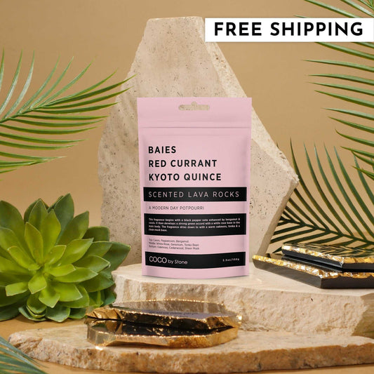 COCO Lava Rock Scented Lava Rocks (Baies | Red Currant | Kyoto Quince) COCO-SLR-BRCKQ 18 $ Lava Rock Diffusers Stone Candles Stew's Incense