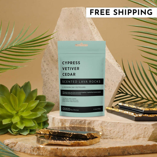 COCO Lava Rock Scented Lava Rocks (Cypress | Vetiver | Cedar) COCO-SLR-CVC 18 $ Lava Rock Diffusers Stone Candles Stew's Incense