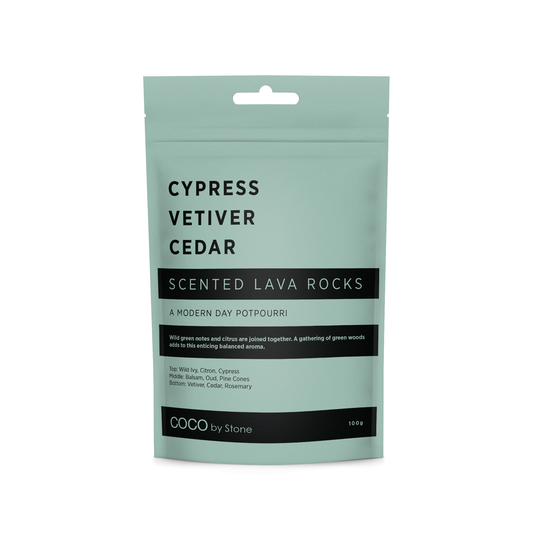 COCO Lava Rock Scented Lava Rocks (Cypress | Vetiver | Cedar) COCO-SLR-CVC 18 $ Lava Rock Diffusers Stone Candles Stew's Incense