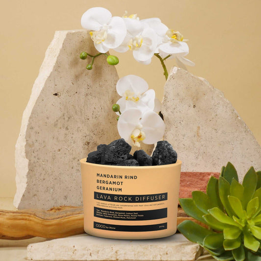 COCO Lava Rock Diffuser Lava Rock Diffuser (Mandarin Rind | Bergamot | Geranium) COCO-LRD-MRBG 26 $ Lava Rock Diffusers Stone Candles Stew's Incense