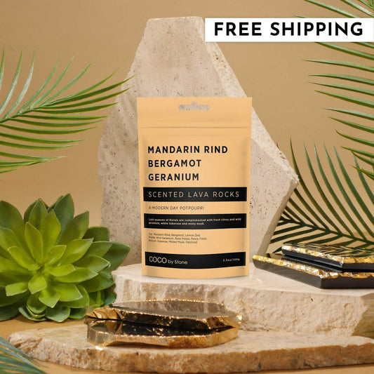 COCO Lava Rock Scented Lava Rocks (Mandarin Rind | Bergamot | Geranium) COCO-SLR-MRBG 18 $ Lava Rock Diffusers Stone Candles Stew's Incense