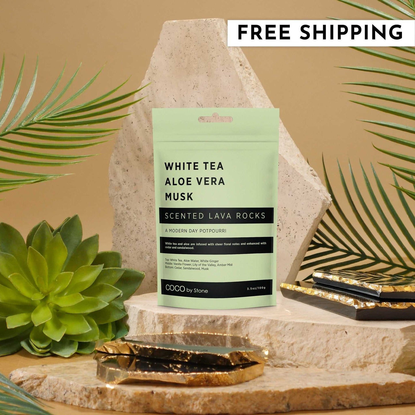 COCO Lava Rock Scented Lava Rocks (White Tea | Aloe Vera | Musk) COCO-SLR-WAM 18 $ Lava Rock Diffusers Stone Candles Stew's Incense
