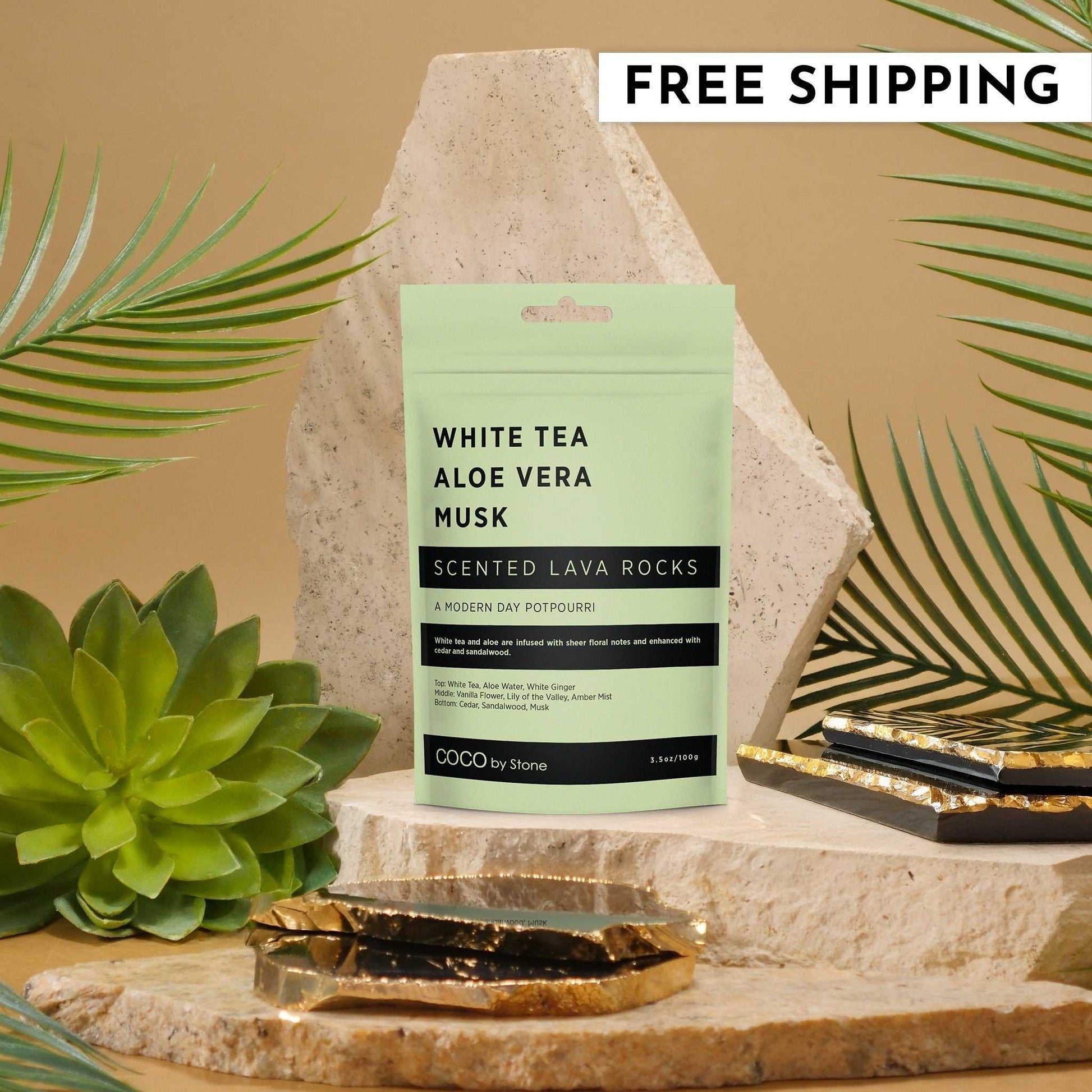 COCO Lava Rock Scented Lava Rocks (White Tea | Aloe Vera | Musk) COCO-SLR-WAM 18 $ Lava Rock Diffusers Stone Candles Stew's Incense