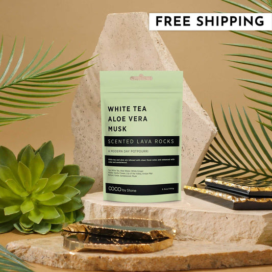 COCO Lava Rock Scented Lava Rocks (White Tea | Aloe Vera | Musk) COCO-SLR-WAM 18 $ Lava Rock Diffusers Stone Candles Stew's Incense
